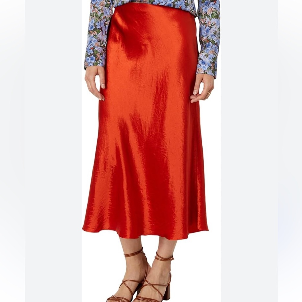 Orange maxi silk slip skirt